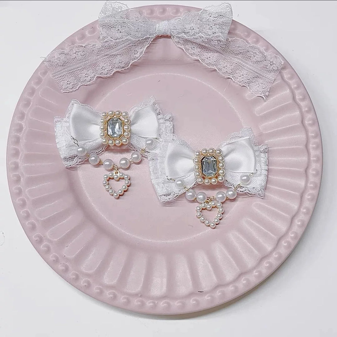 Jirai Kei Hair Clip, Rhinestone & Pearl Chain 44954:831442
