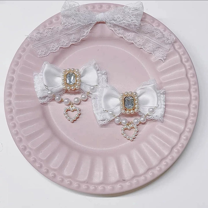 Jirai Kei Hair Clip, Rhinestone & Pearl Chain 44954:831442