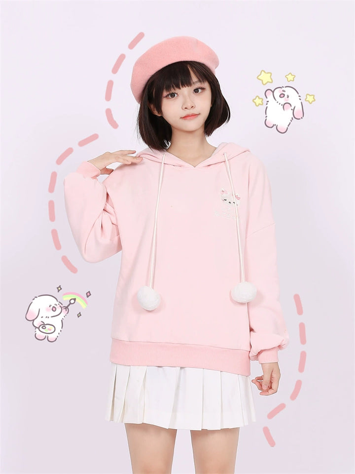 Kawaii Fashion Fluffy Bunny Bear Overalls Hoodie Bear Bag 22628:333438