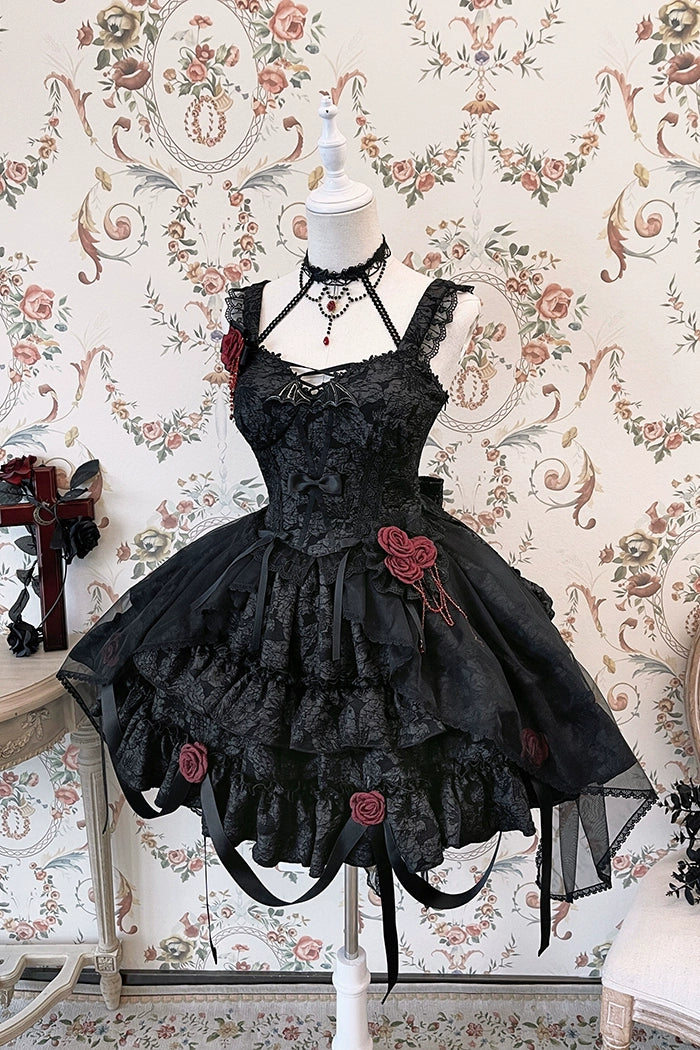 Gothic Lolita Skirt Set Blood Rose Skirt Corset Set Multicolor 35542:496538