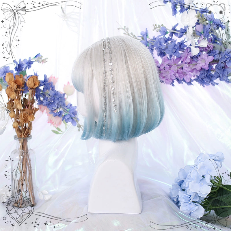 Lolita Wig Silver Bob Straight Bangs Wig Short Hair 35950:514198 35950:514198