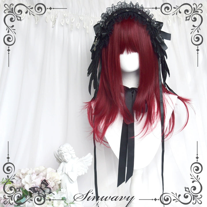 Jirai Kei Wig Gyaru Cherry Red Wig Layered Mid-length Wig 42182:730954