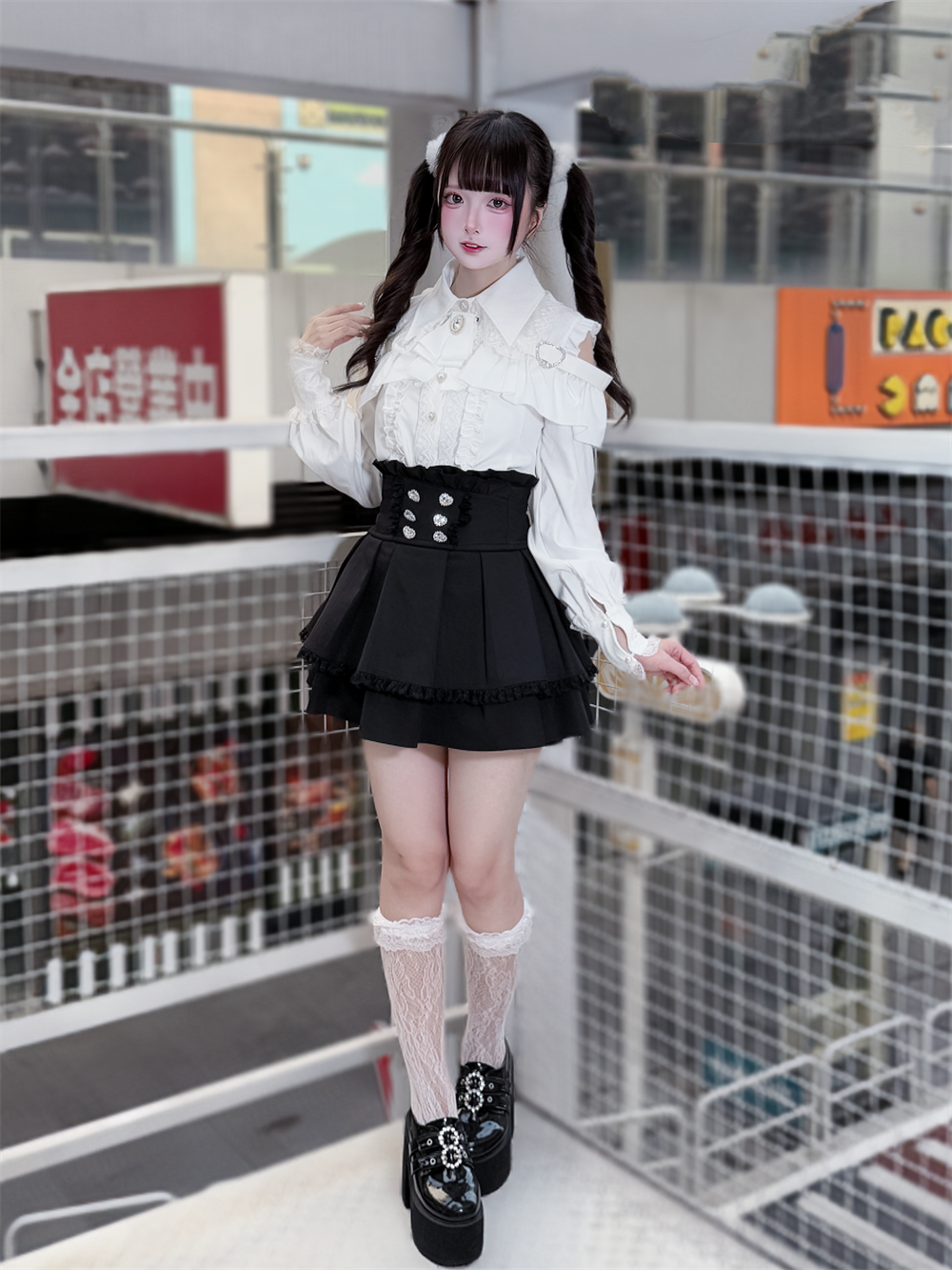 Lace-trimmed Jirai Kei Blouse, Multiple Colors 43878:788259