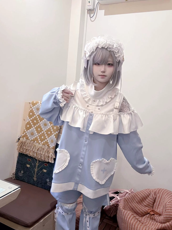 Tenshi Kaiwai Oversized Hoodie Set, Heart & Cross Details 45462:850916