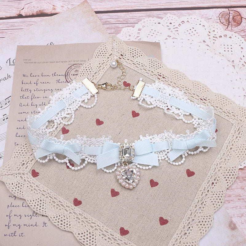 Ryousangata Heart Rhinestones Necklaces and Wrist Pieces 45072:838575