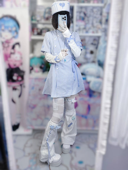 Tenshi Kaiwai Dress Blue Striped Dress Nurse Dress 37860:570986