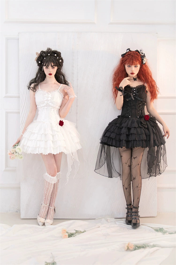 Gothic Lolita Dress Black White Corset Dress Rose JSK 36472:515982 36472:515982