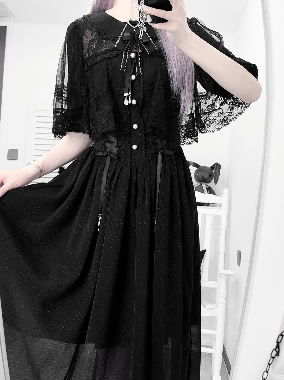 Ankle-length Seiso Kei Dress, Cape Design 43786:785301