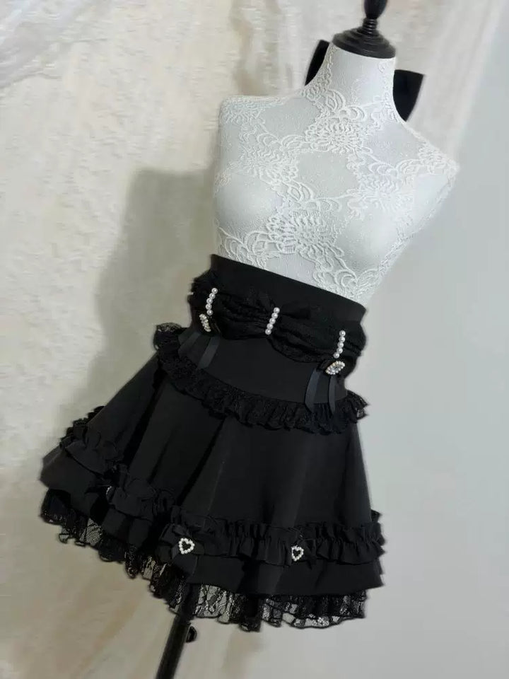 Fluffy Jirai Kei Bubble Skirt, Detachable Waist Bows (L M S XL) 45936:870217