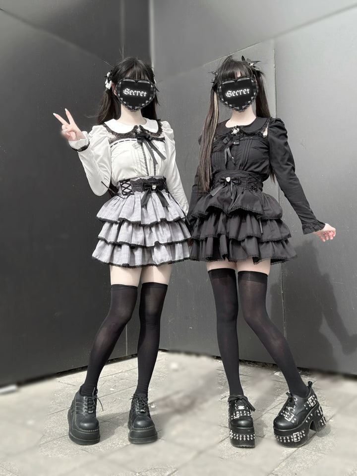 Jirai Kei Peter Pan Collar Blouse & Skirt Set 45007:834498