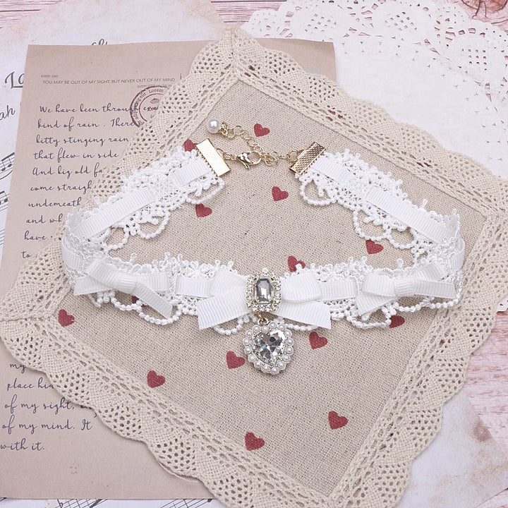 Ryousangata Heart Rhinestones Necklaces and Wrist Pieces 45072:838577