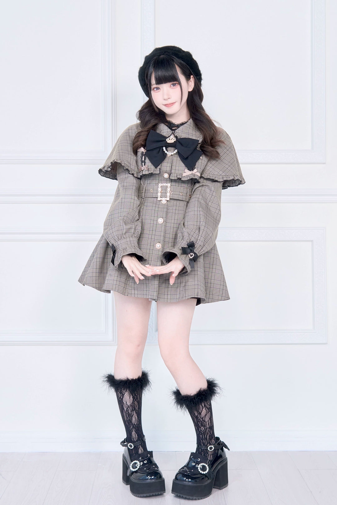 Cape Styled Jirai Kei Trench Coat 43822:786582