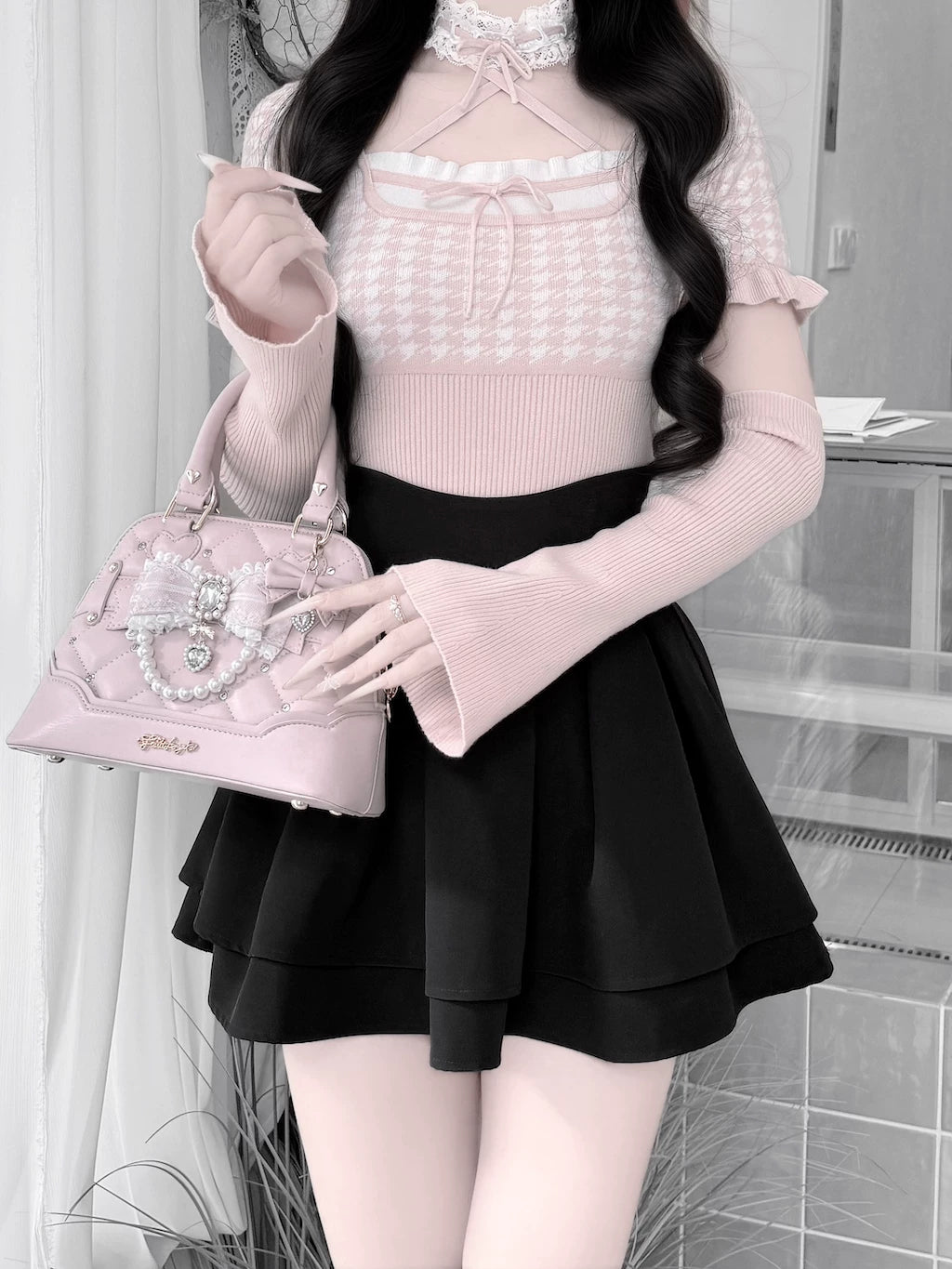 Shell-Shaped Ryousangata Hand Bag, Detachable Shoulder Strap 44773:823285