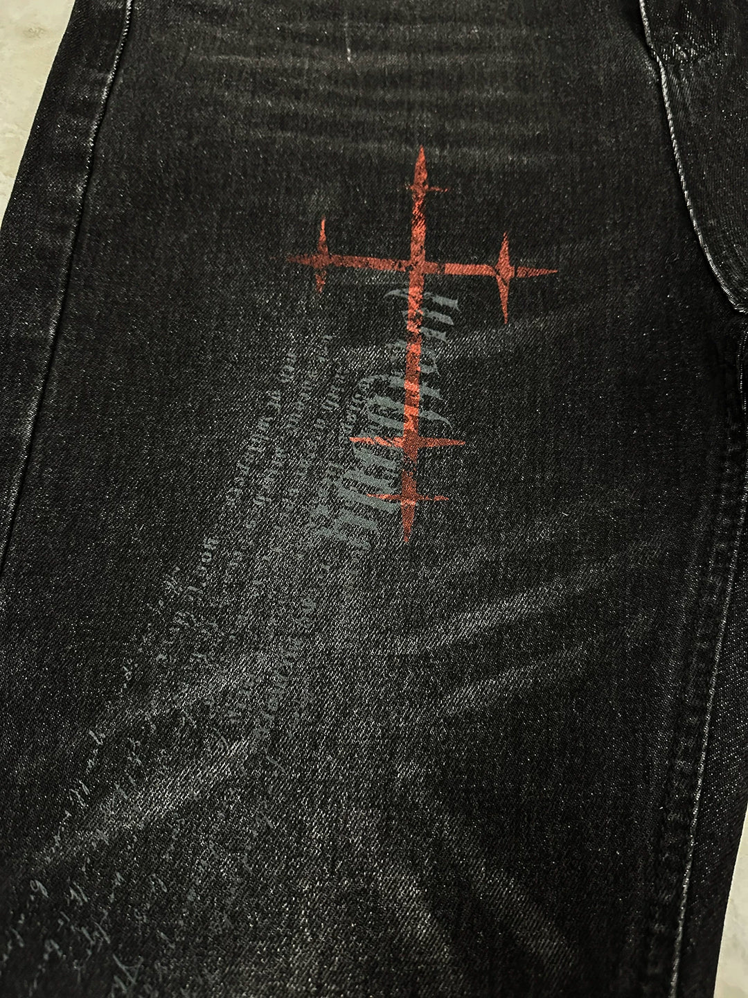 Punk Slight-flare Jeans, Varied Cross Prints 45698:859559