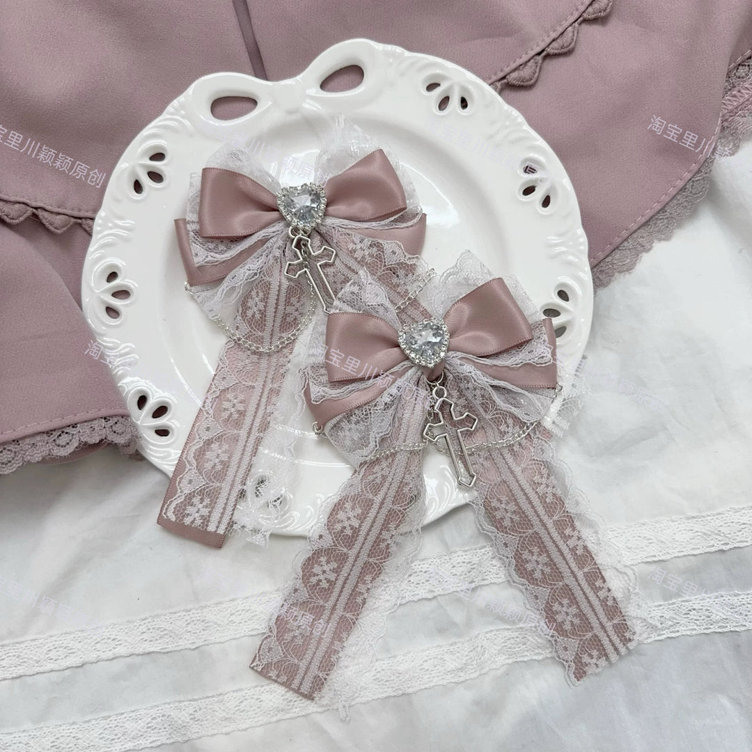 Ryousangata Lace Bow Hair Clip, Cross Pendant 45526:852301
