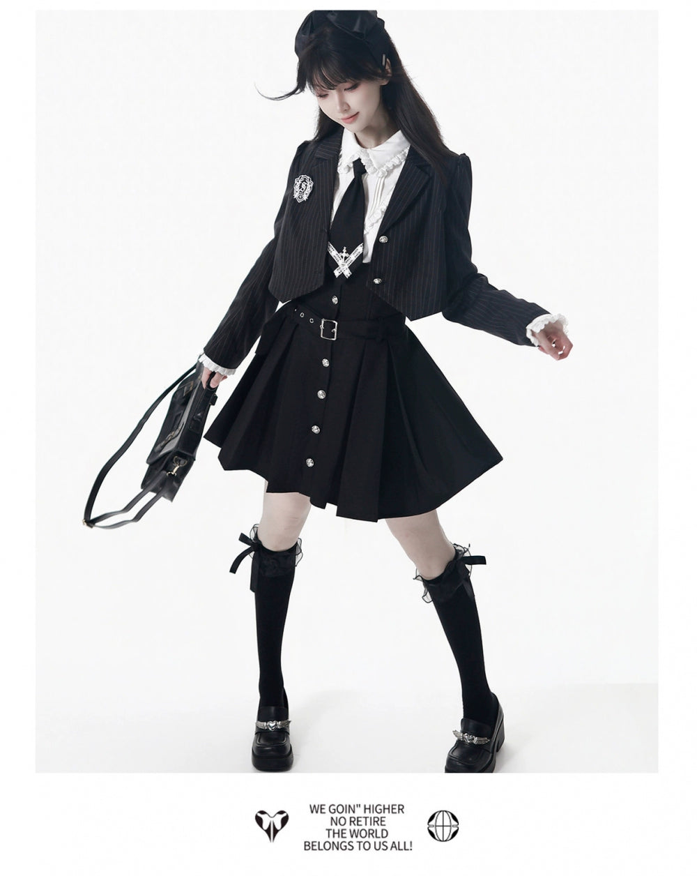 JK Uniform Striped Blazer, Blouse and Pleated Skirt 44171:800202