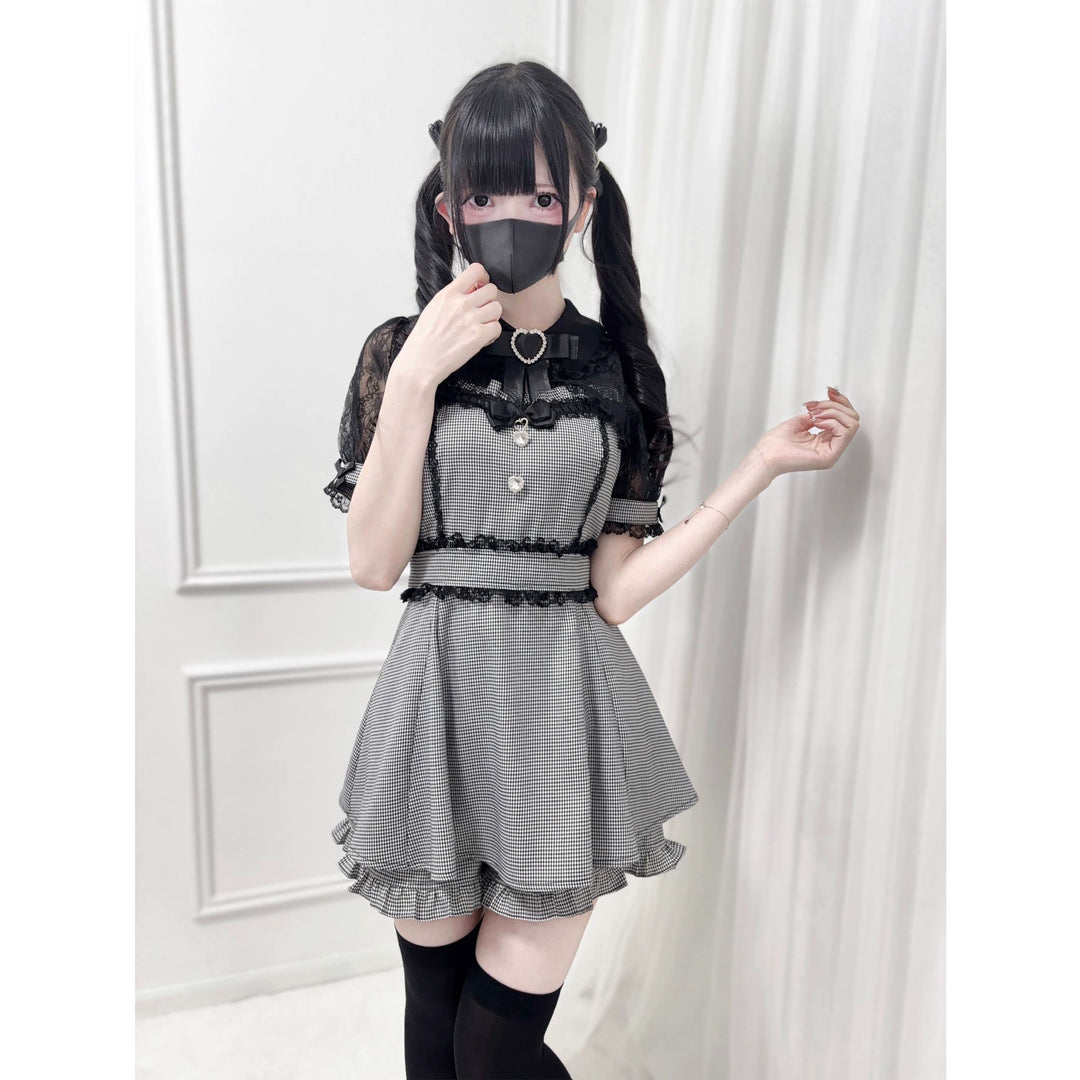 Jirai Kei Lace Shawl Dress Set, Rhinestone Details 43567:779736