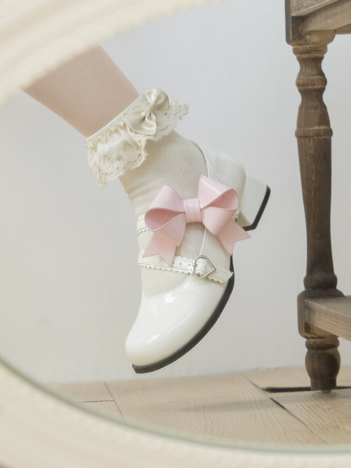 Lolita Shoes Round Toe Shoes Low-Mid Heels with Bow Lace 35268:490358 35268:490358