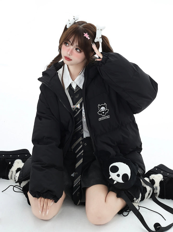 Yami Kawaii Coat Plu Size Cotton Coat Winter Black Jacket 39554:637054