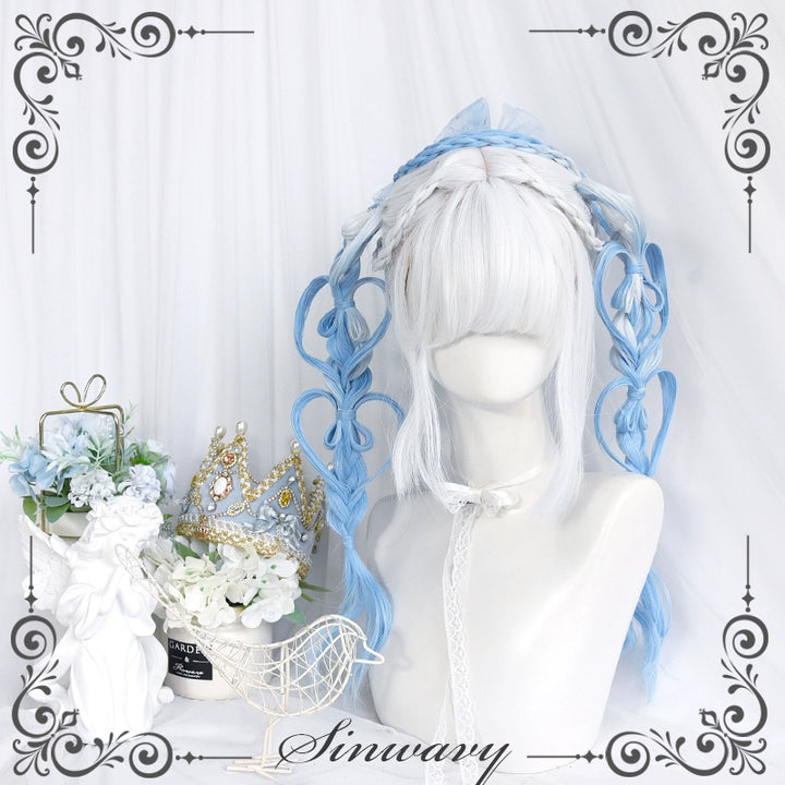 Lolita Wig White-Blue Gradient Cute Long Curly Wig 39356:640996