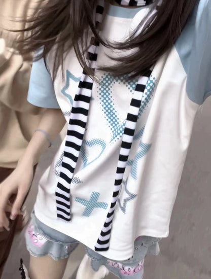 Jirai Kei Blue Cross Love T-Shirt Unisex Top 5Colors 29244:340554