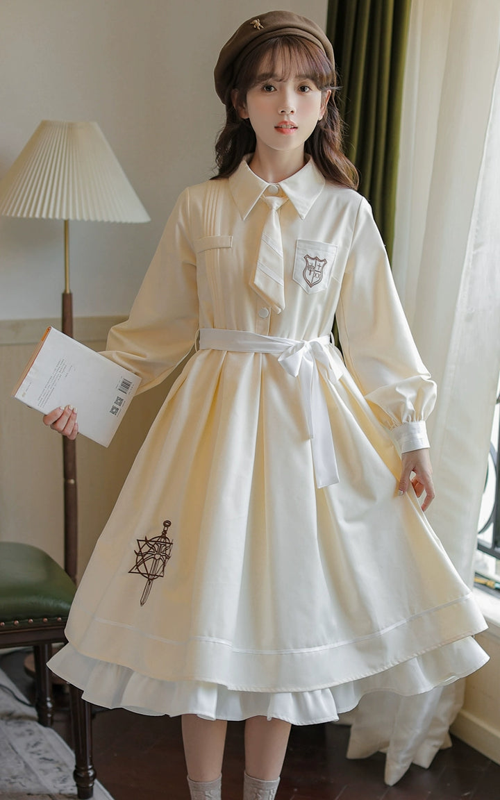 Preppy JK Uniform Dress A-line Princess Dress With Cape Multicolor (L M S XL) 42437:761048