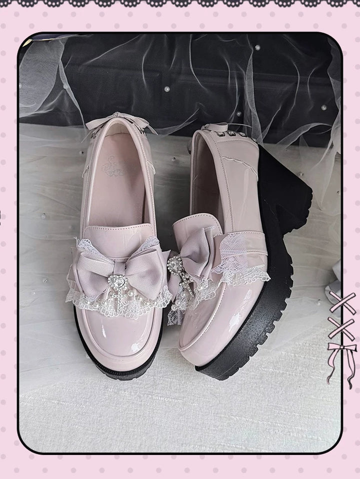 Jirai Kei Heeled Shoes, Pearl Chain and Cross Details 45695:860662