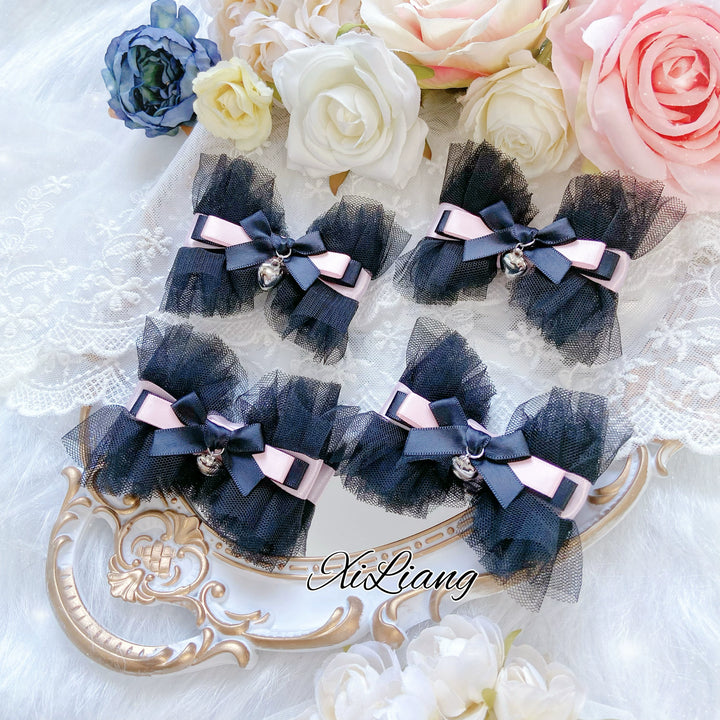 Jirai Kei Hair Clip Pink And Black Bowknot Headdress 39106:634204