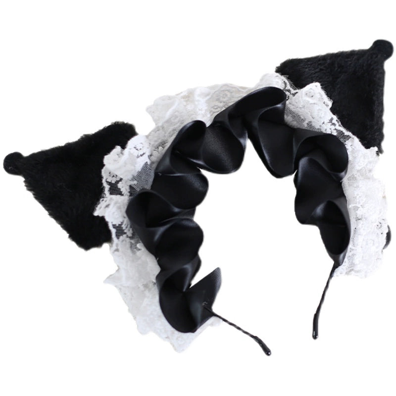 Jirai Kei Kawaii Hairband Lolita Bow Black Animal's Ear Girl Hairband 28938:342044 28938:342044