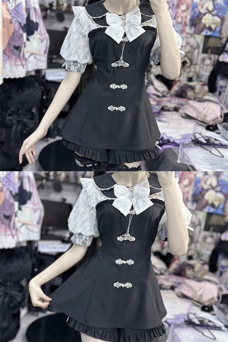 Jirai Kei Set Up Petal Collar Dress Chinese Style Outfit 37120:551926