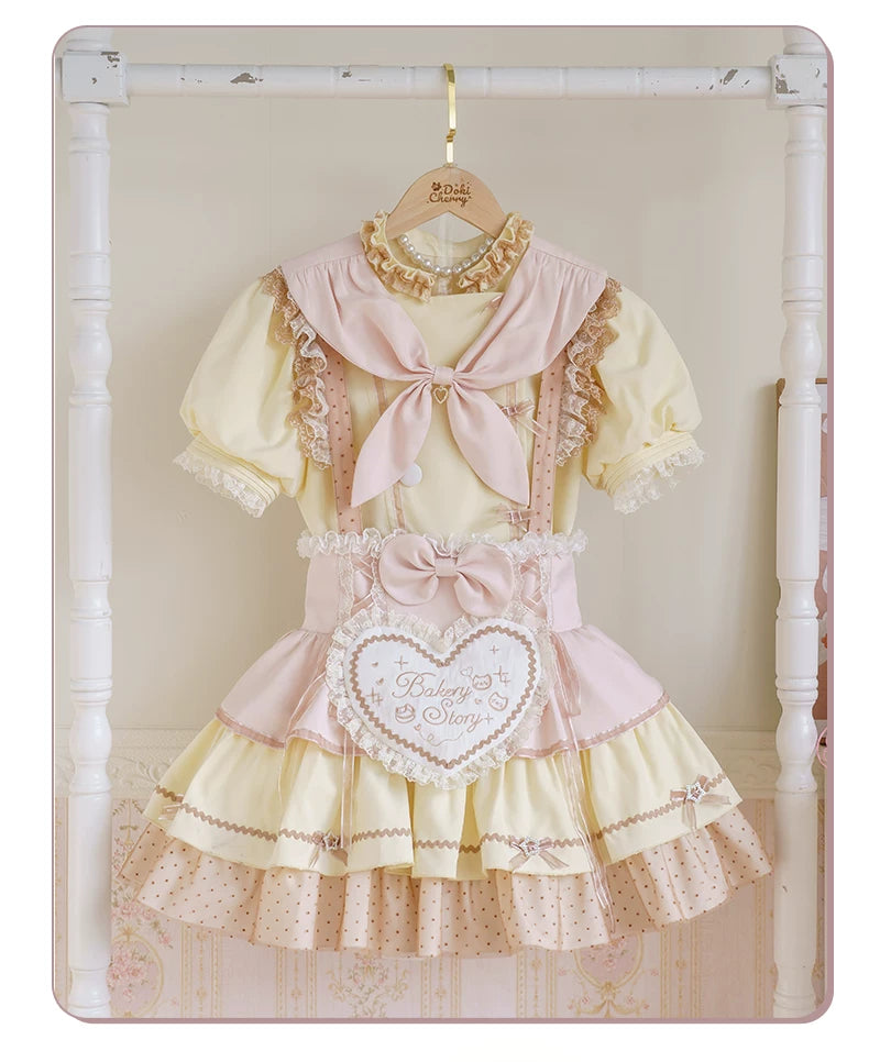 Kawaii Lolita Baker-Inspired Blouse, Suspender Skirt (L M S XL) 44466:809176