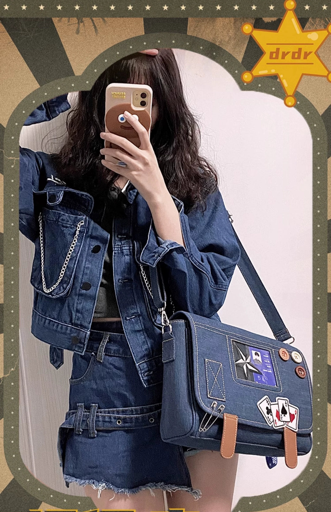 Kawaii Itabag Denim Crossbody Bag Large Capacity Handbag 37050:551666 37050:551666