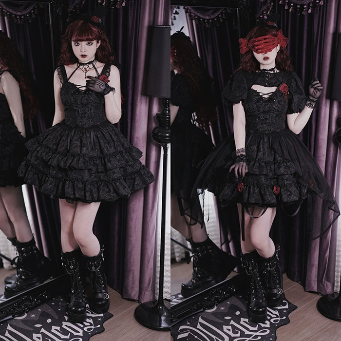 Gothic Lolita Skirt Set Blood Rose Skirt Corset Set Multicolor 35542:496520