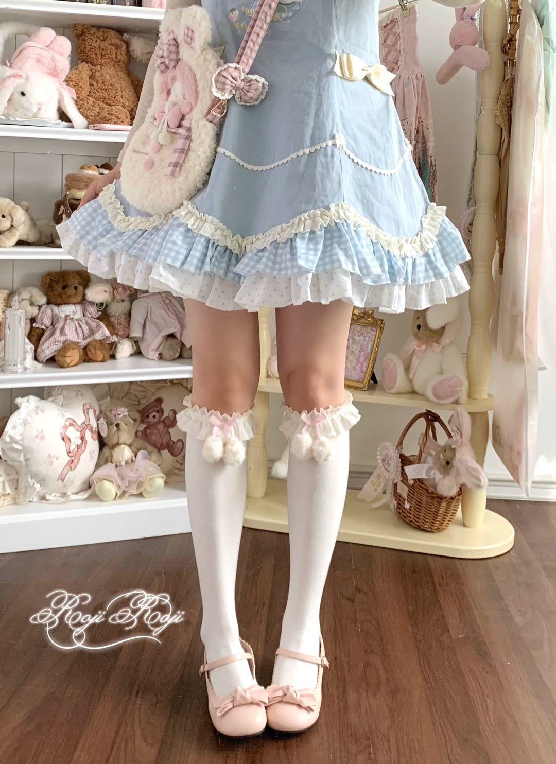 Combed Cotton Lolita Socks, Multiple Colors & Lengths (Pink) 44713:821207