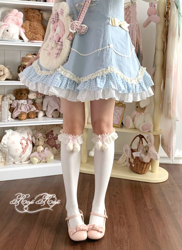 Combed Cotton Lolita Socks, Multiple Colors & Lengths (Pink) 44713:821207