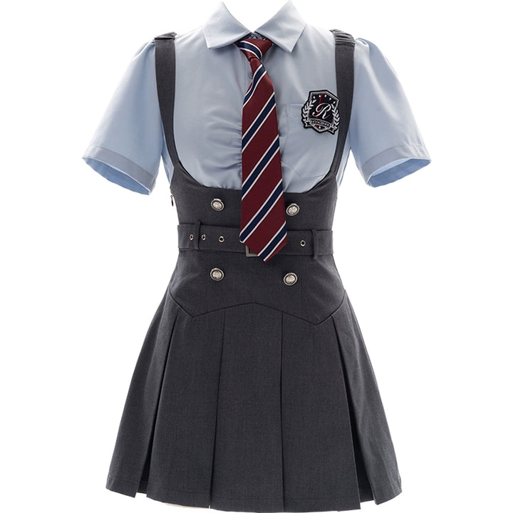 American Uniform Set College Style Skirt Preppy Blouse (L M S XL) 36408:567974