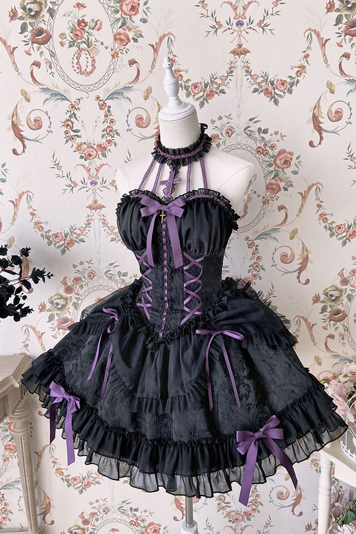 Gothic Lolita Dress Cross-Hime Halterneck Lolita Jumper Dress 35062:478527 35062:478527