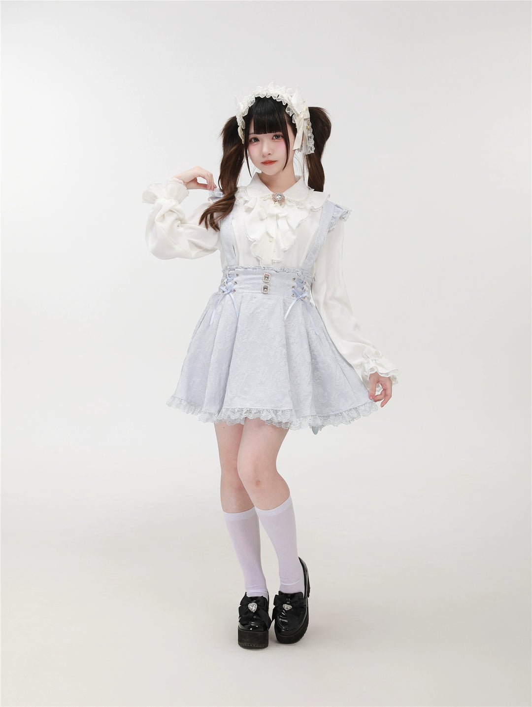 Patterned Ryousangata Suspender Skirt with Hidden Pockets 42892:757579