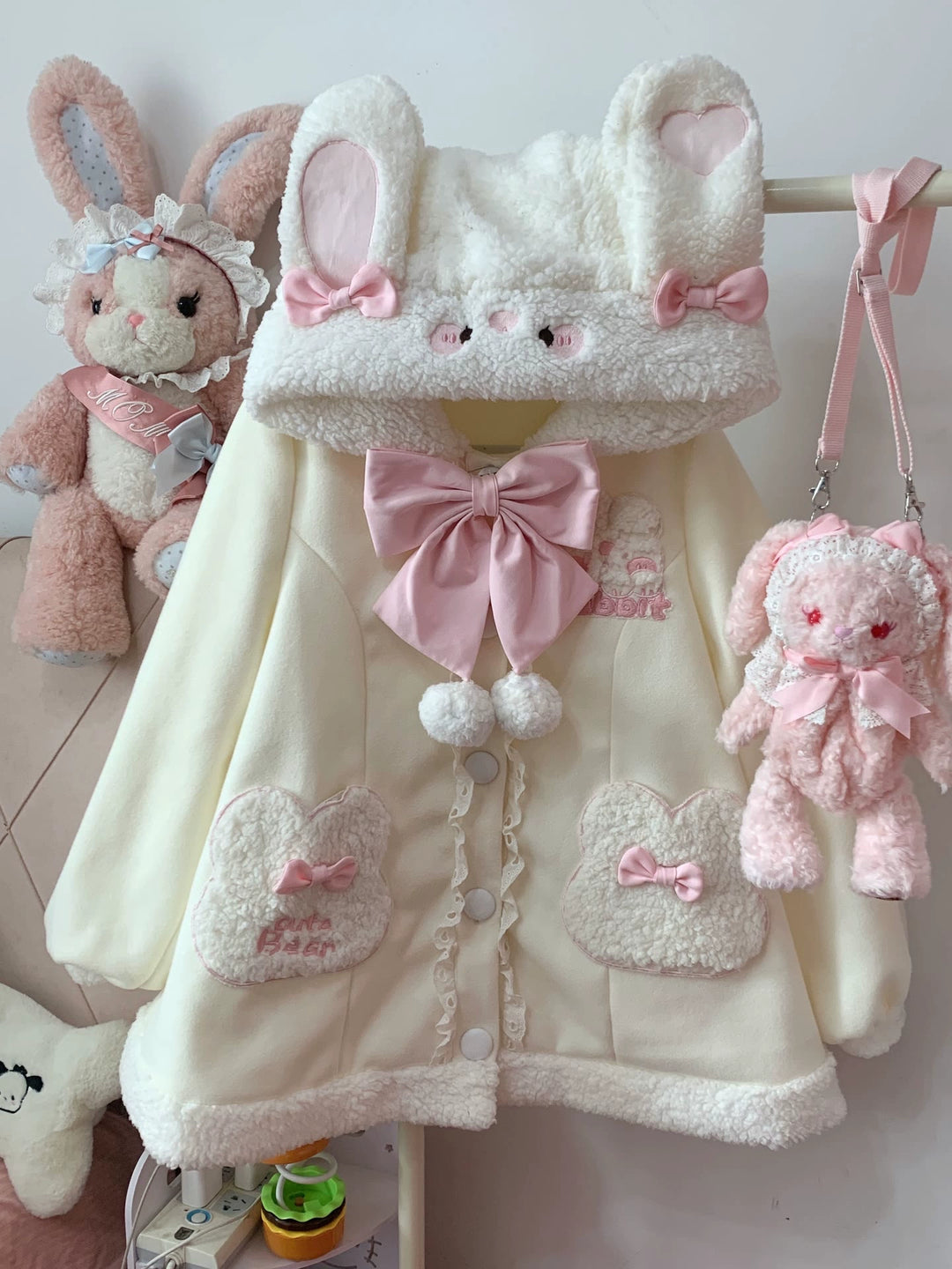 Sweet Lolita Coat Bunny Puppy Print Coat Fleece Jacket 40940:680030