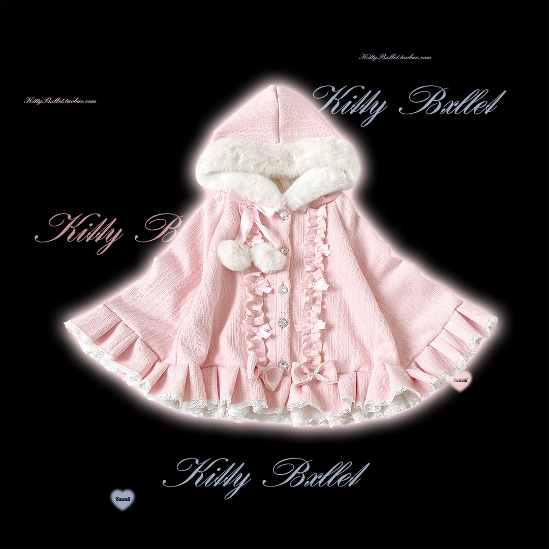 Sweet Style Winter Hooded Cape, Heart Rhinestone 42542:744675