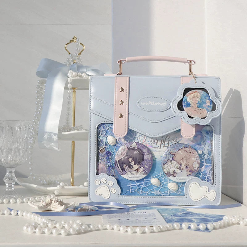 Cat Paw Ita Bag, Backpack with Clear Window (Blue) 45421:848422
