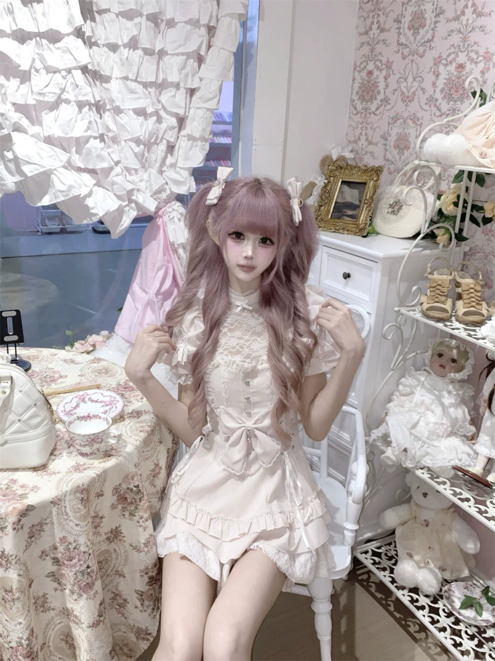 Ryousangata Dress and Shorts Set, Heart & Lace 45812:862962