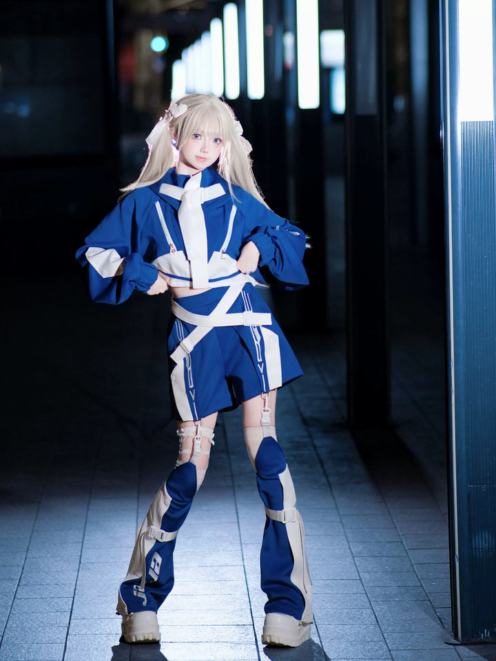 Cyberpunk Outfit, Detachable Jacket and Shorts Set 44424:810101