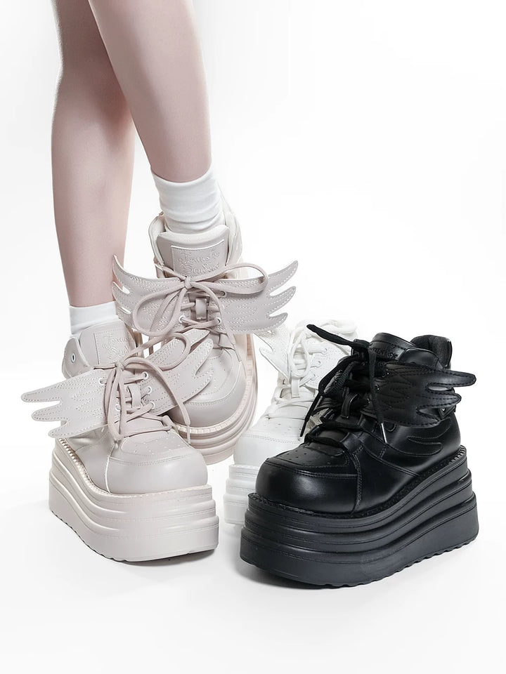Jirai Kei High-Top Platform Shoes, Detachable Wing Decor 44333:806754