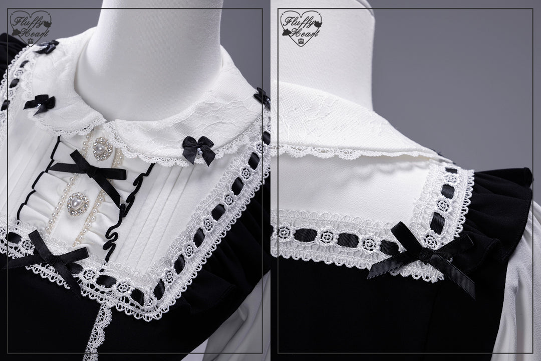 【Fluffy Heart】橱窗人偶日系女仆感可拆卸围裙萌系套装 现货 44119:796743