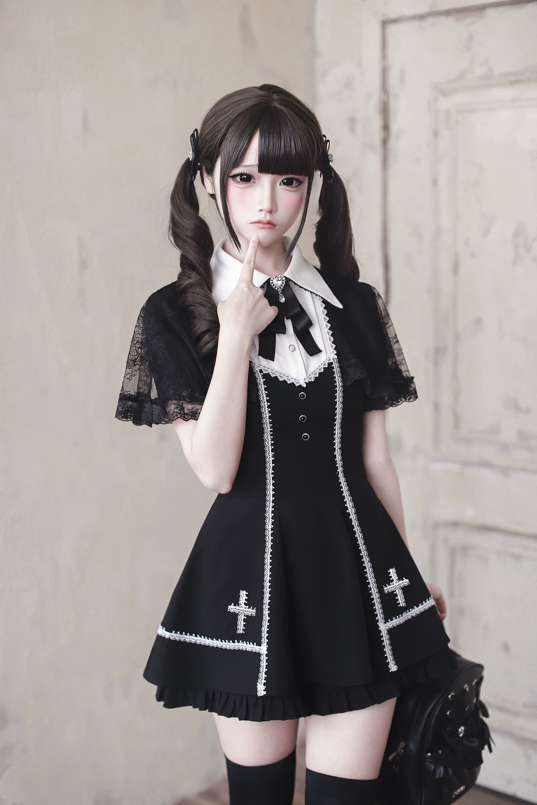 Jirai Kei Dress Set, Built-In Shawl 45104:834982