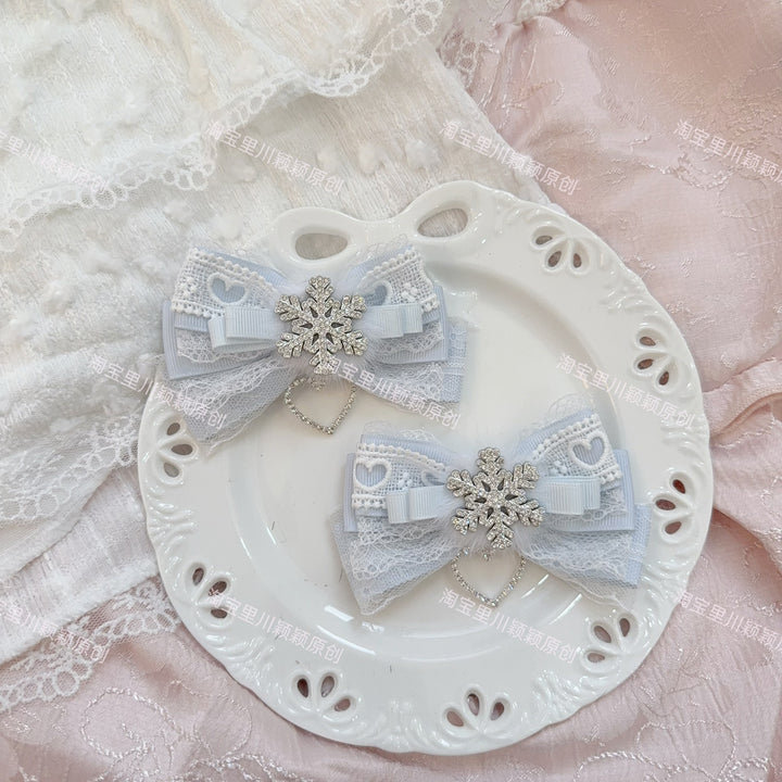 Jirai Kei Hair Clips, Snowflake Decoration and Fluffy Fur 45565:853466