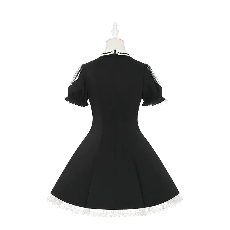 Jirai Kei A-line Dress, Black & White Color Block 45583:855110