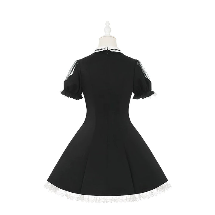 Jirai Kei A-line Dress, Black & White Color Block 45583:855110