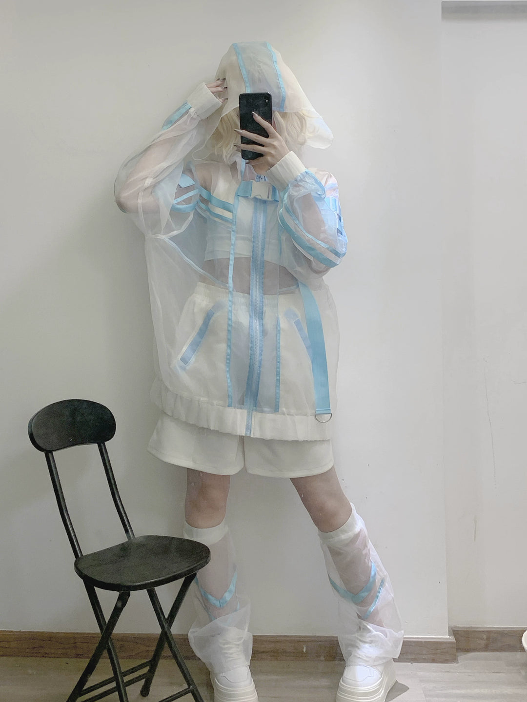 Subculture Organza Coat with Leg Warmers, Reflective Trim 45559:854212